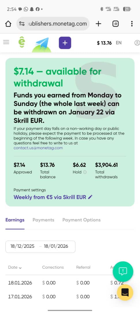 12X Payment Received monetag weekly available for sale