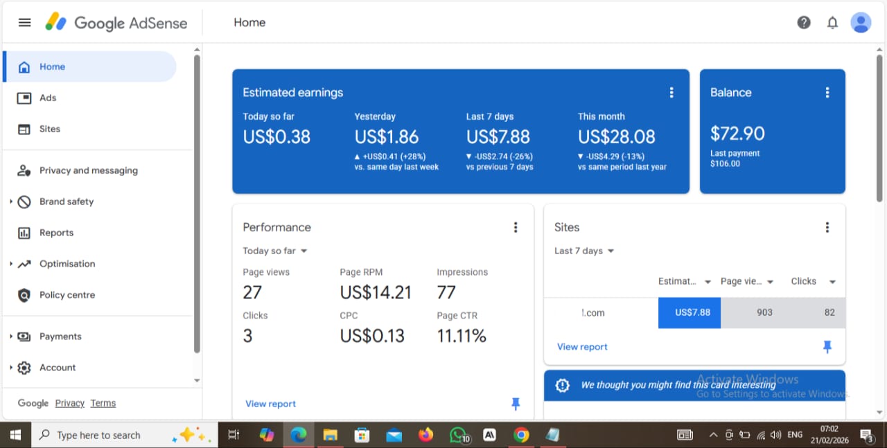 70+ times Payment Received Naija Adsens
