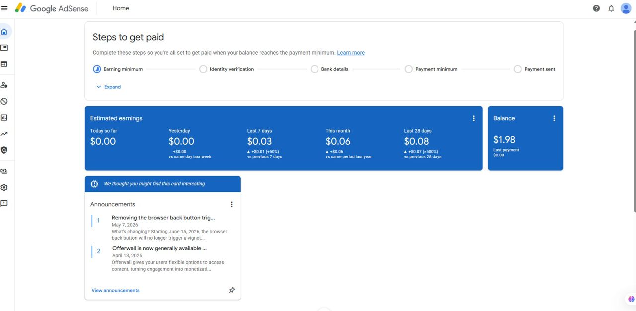 [17/05/06 Unverified naija 🇳🇬 AdSense with domain available for sale